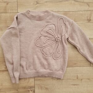 Women's Pink Sweater with Floral Design